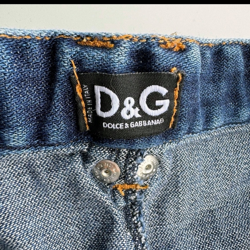 Dolce & Gabbana D&G Vintage Y2k Blue Jean Denim Cargo Skirt Size 46/6-8 US Women